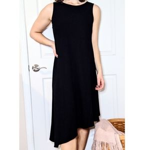 Eileen Fisher asymmetrical black flowy dress